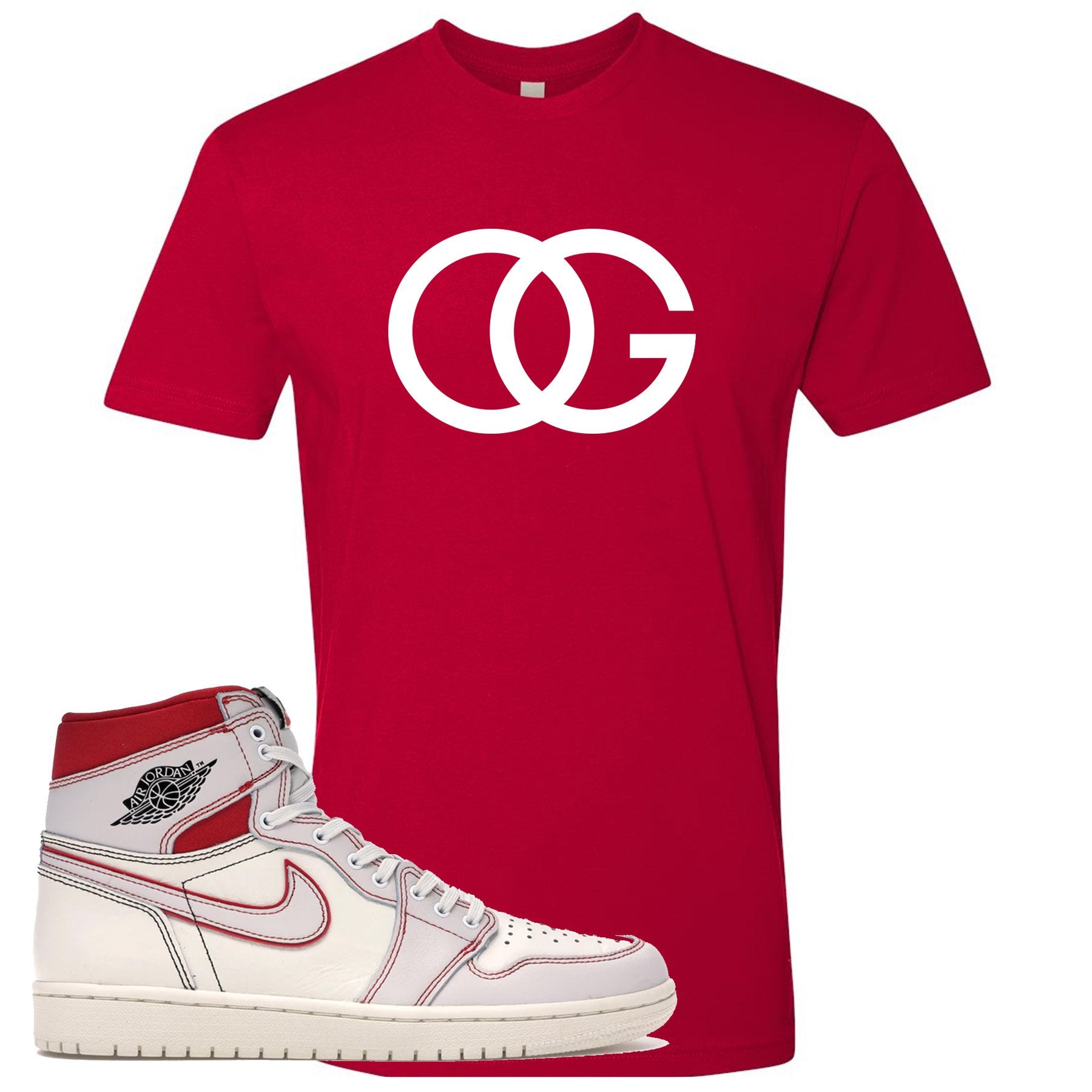 Red and white t-shirt to match the white and red High Retro Jordan 1 shoe