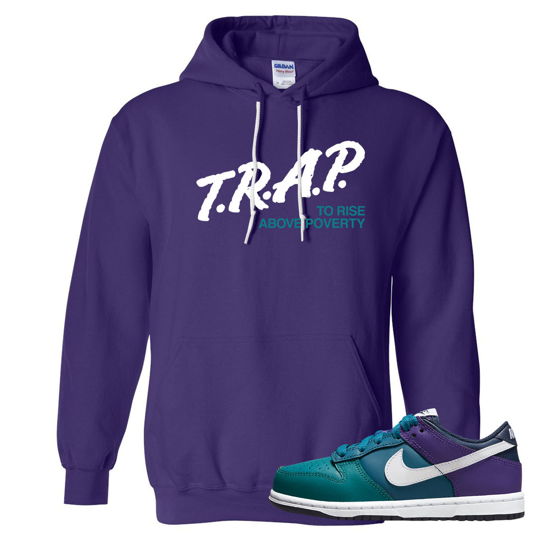 Teal Purple Low Dunks Hoodie | Trap To Rise Above Poverty, Purple
