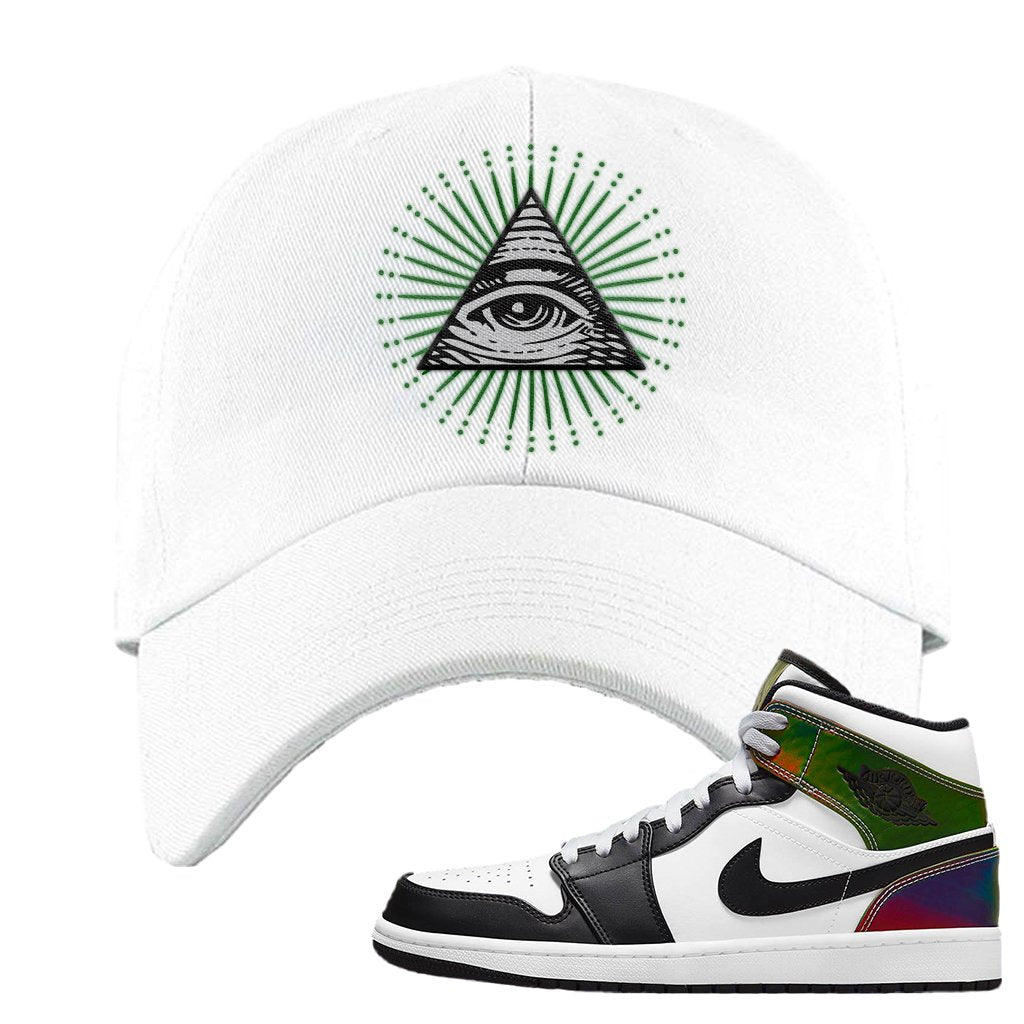 Color Change Mid 1s Dad Hat | All Seeing Eye, White