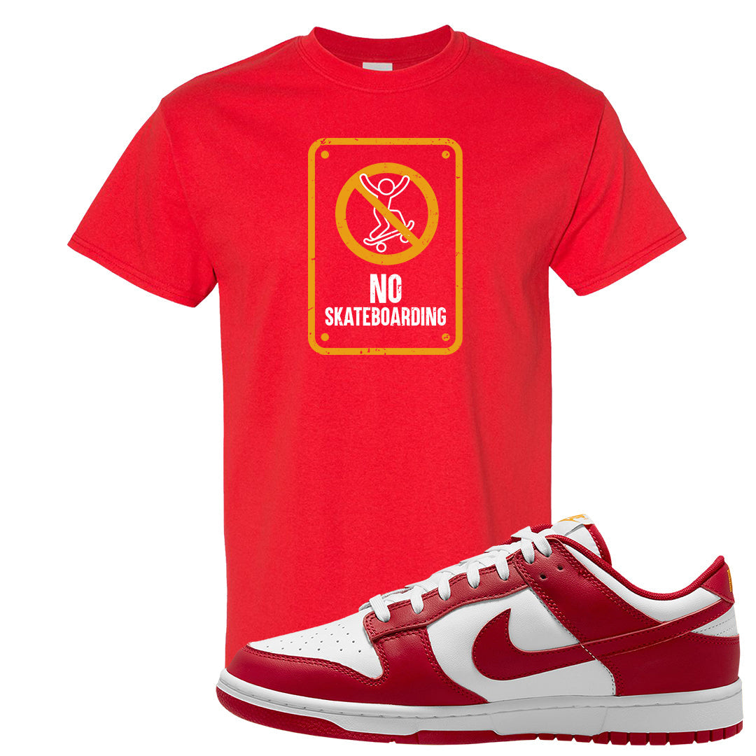 Red White Yellow Low Dunks T Shirt | No Skating Sign, Red