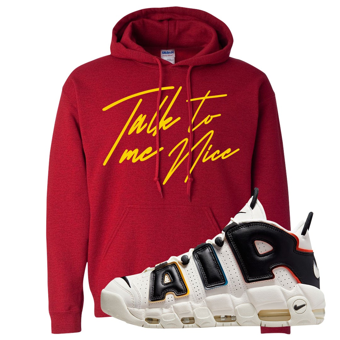 Multicolor Uptempos Hoodie | Talk To Me Nice, Red