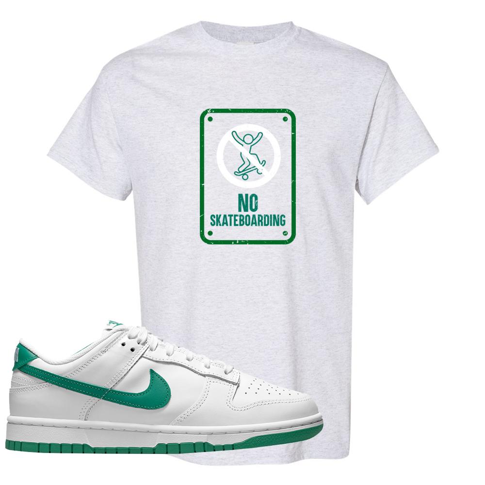 White Green Low Dunks T Shirt | No Skating Sign, Ash
