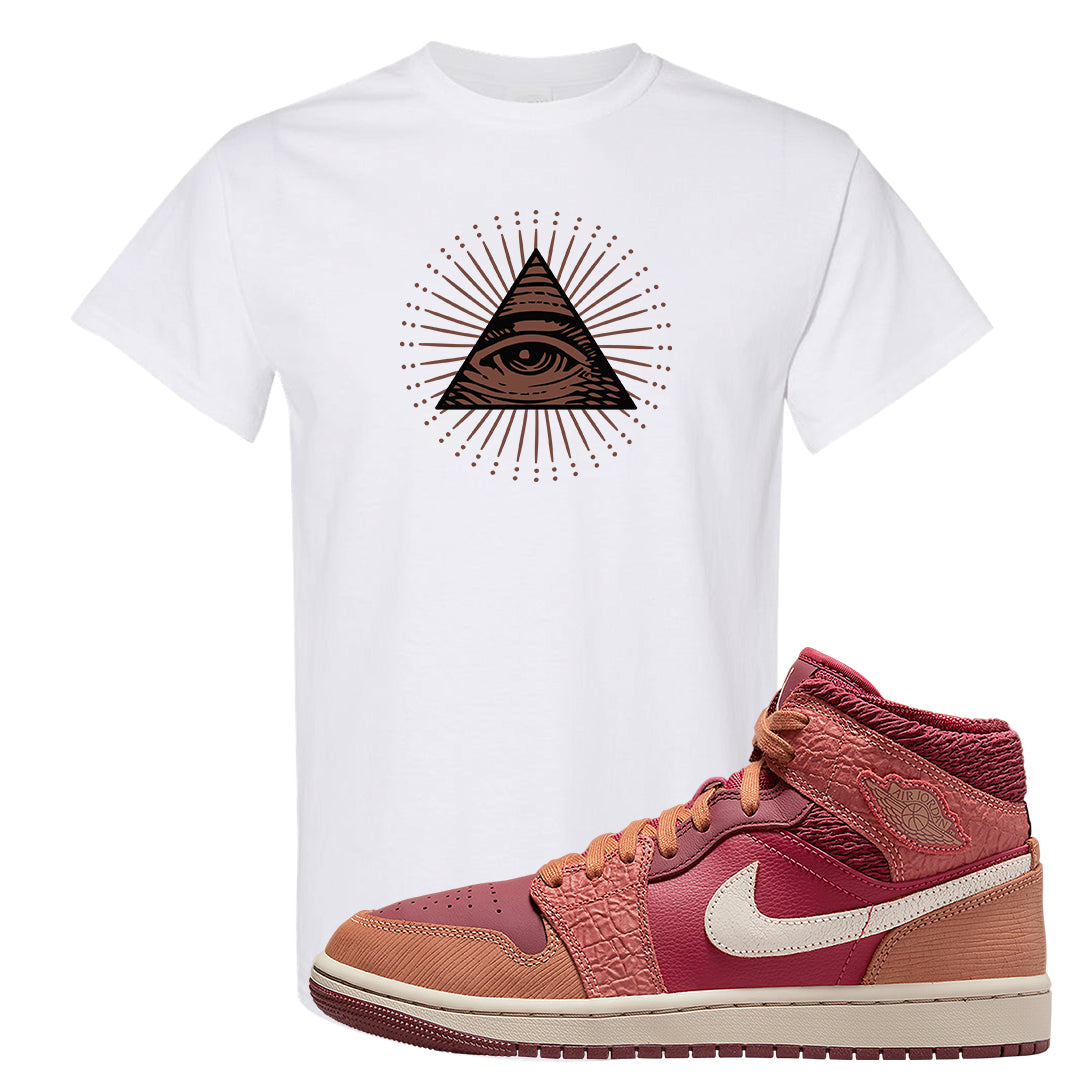 Africa Mid 1s T Shirt | All Seeing Eye, White