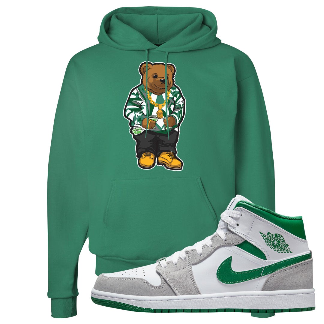 Light Smoke Pine Green Mid 1s Hoodie | Sweater Bear, Kelly Green