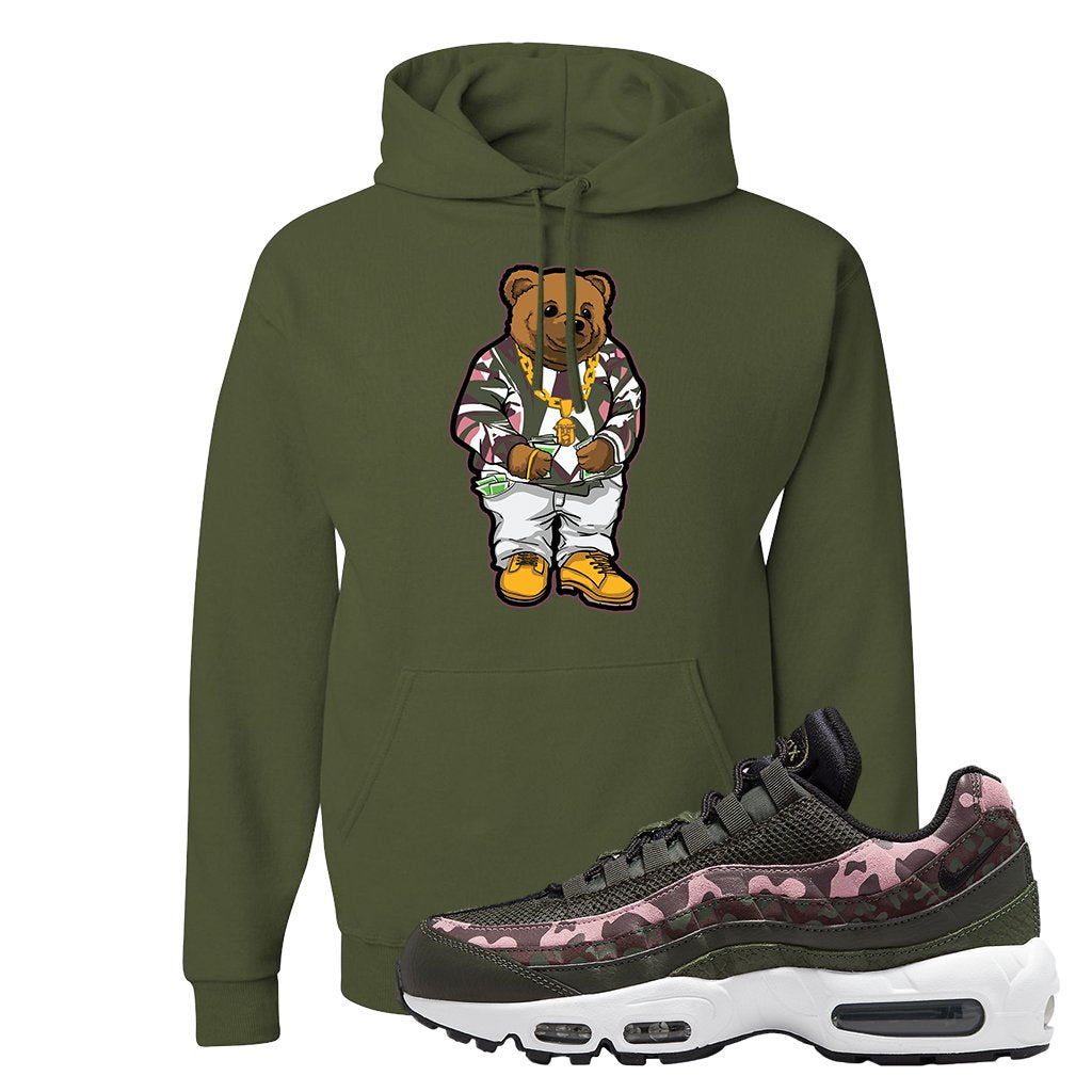 Olive Pink Camo 95s Hoodie | Sweater Bear, Military Green