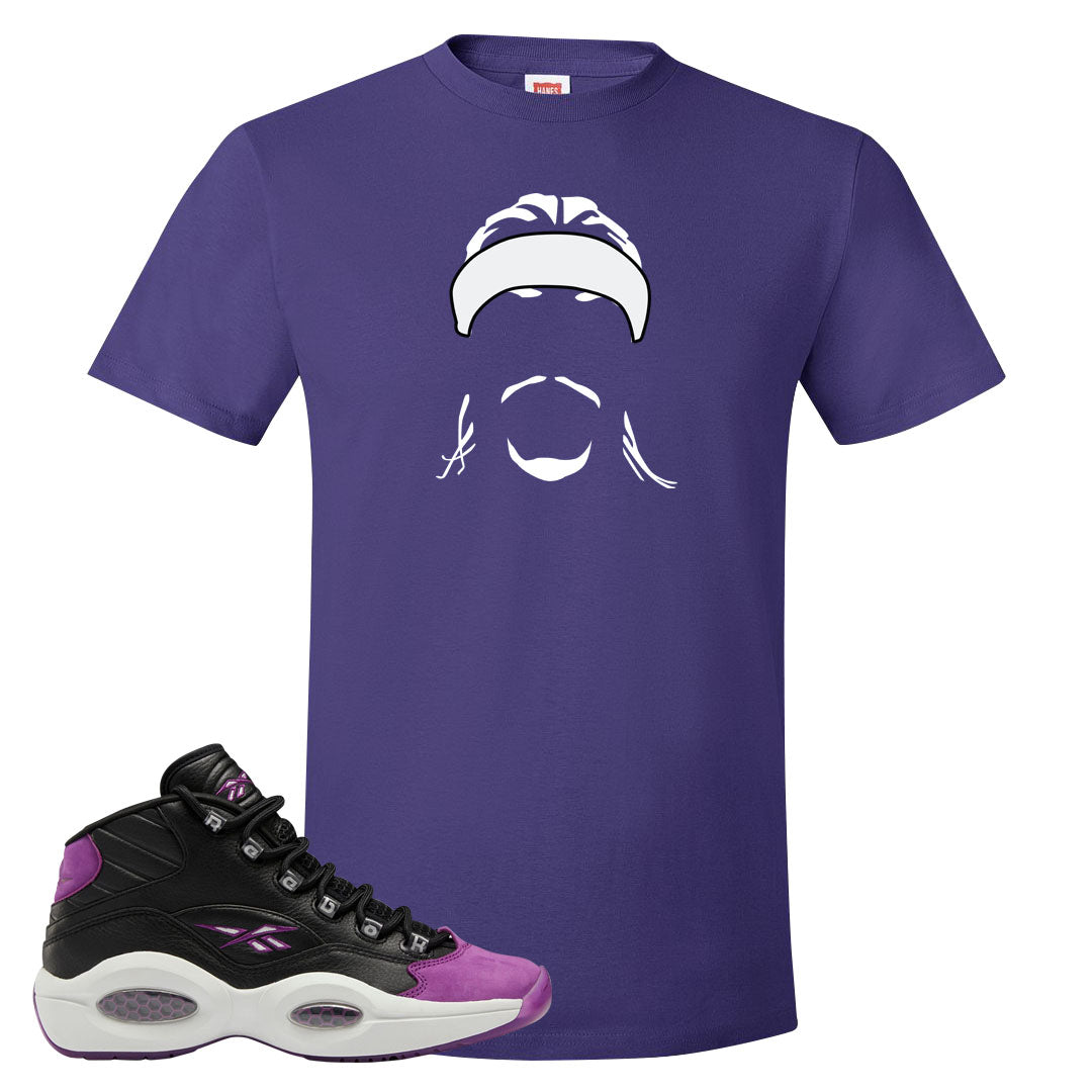 Eggplant Mid Questions T Shirt | Headband Corn Rows, Purple