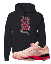 Arctic Pink Low 5s Hoodie | Coiled Snake, Black