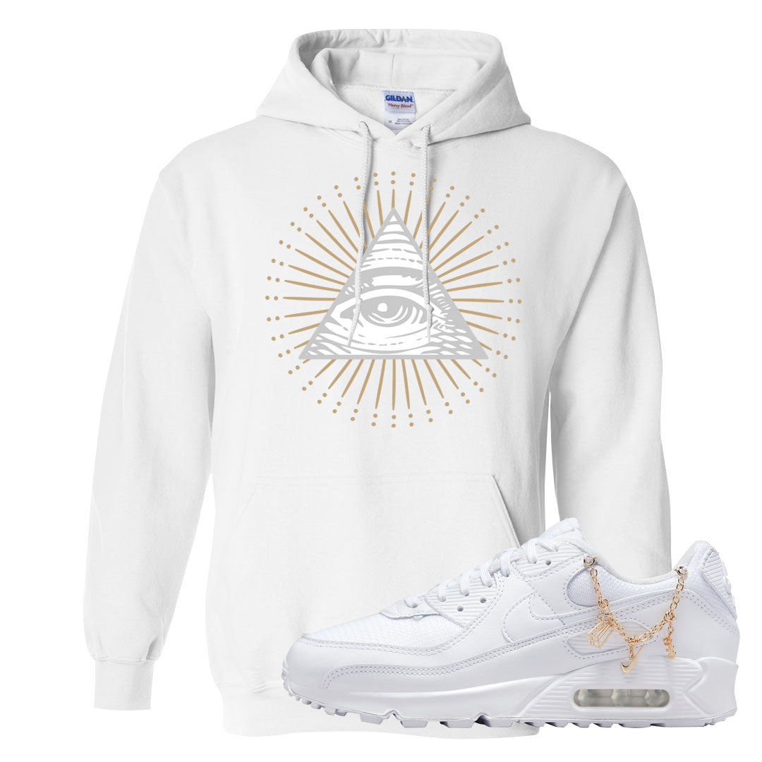 Charms 90s Hoodie | All Seeing Eye, White