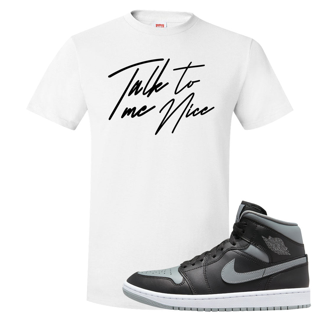Alternate Shadow Mid 1s T Shirt | Talk To Me Nice, White