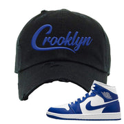 Air Jordan 1 Mid Kentucky Blue Distressed Dad Hat | Crooklyn, Black