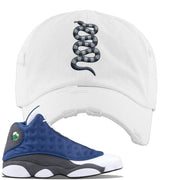 2020 Flint 13s Distressed Dad Hat | Coiled Snake, White