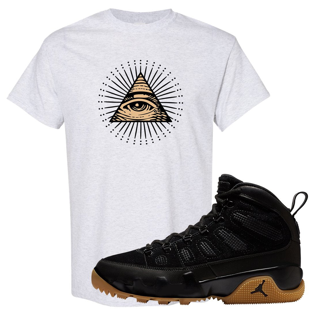 NRG Black Gum Boot 9s T Shirt | All Seeing Eye, Ash