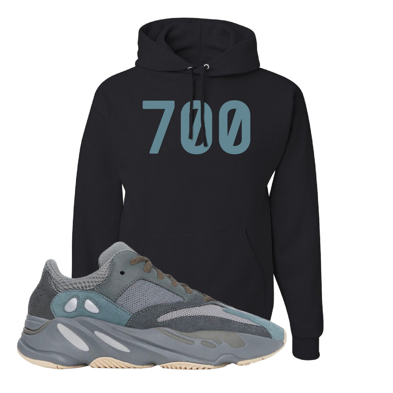 Yeezy Boost 700 Teal Blue 700 Black Sneaker Hook Up Pullover Hoodie