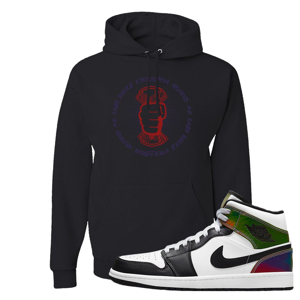 Color Change Mid 1s Hoodie | Cash Rules Everything Around Me, Black