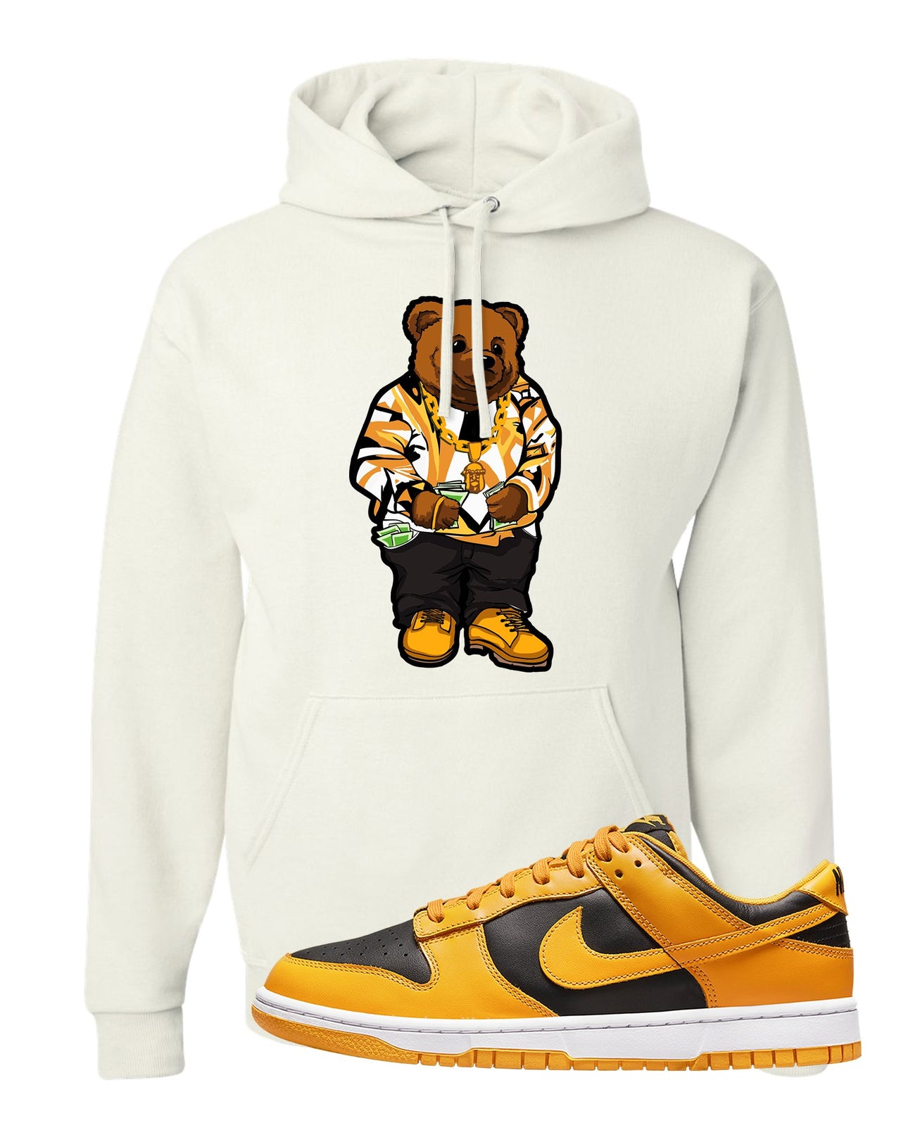 Goldenrod Low Dunks Hoodie | Sweater Bear, White