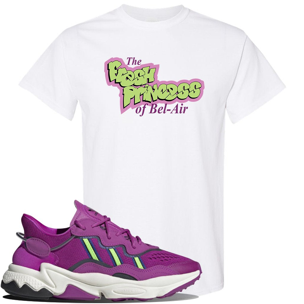 Ozweego Vivid Pink Sneaker White T Shirt | Tees to match Adidas Ozweego Vivid Pink Shoes | Fresh Princess of Bel Air