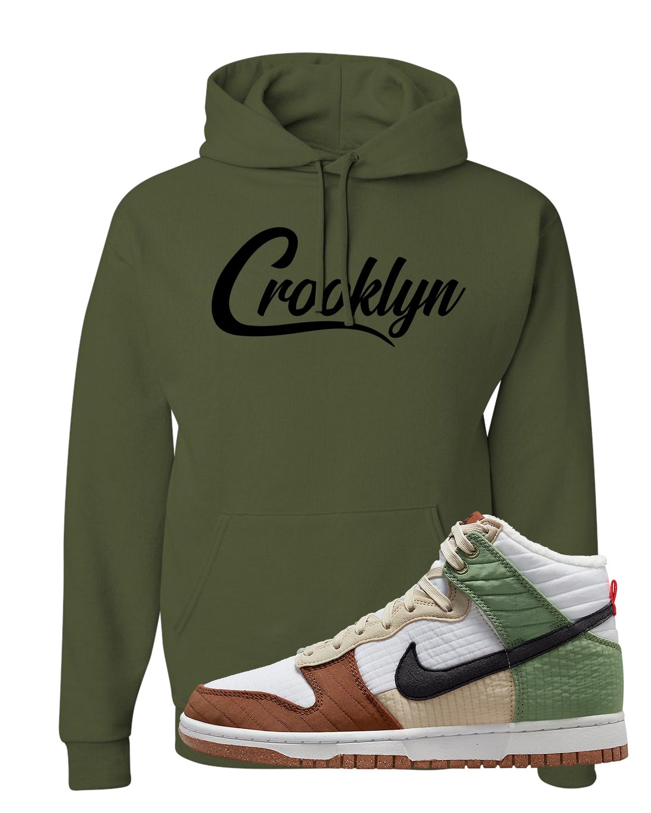 Toasty High Dunks Hoodie | Crooklyn, Military Green