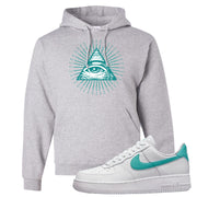 Washed Teal Low 1s Hoodie | All Seeing Eye, Ash