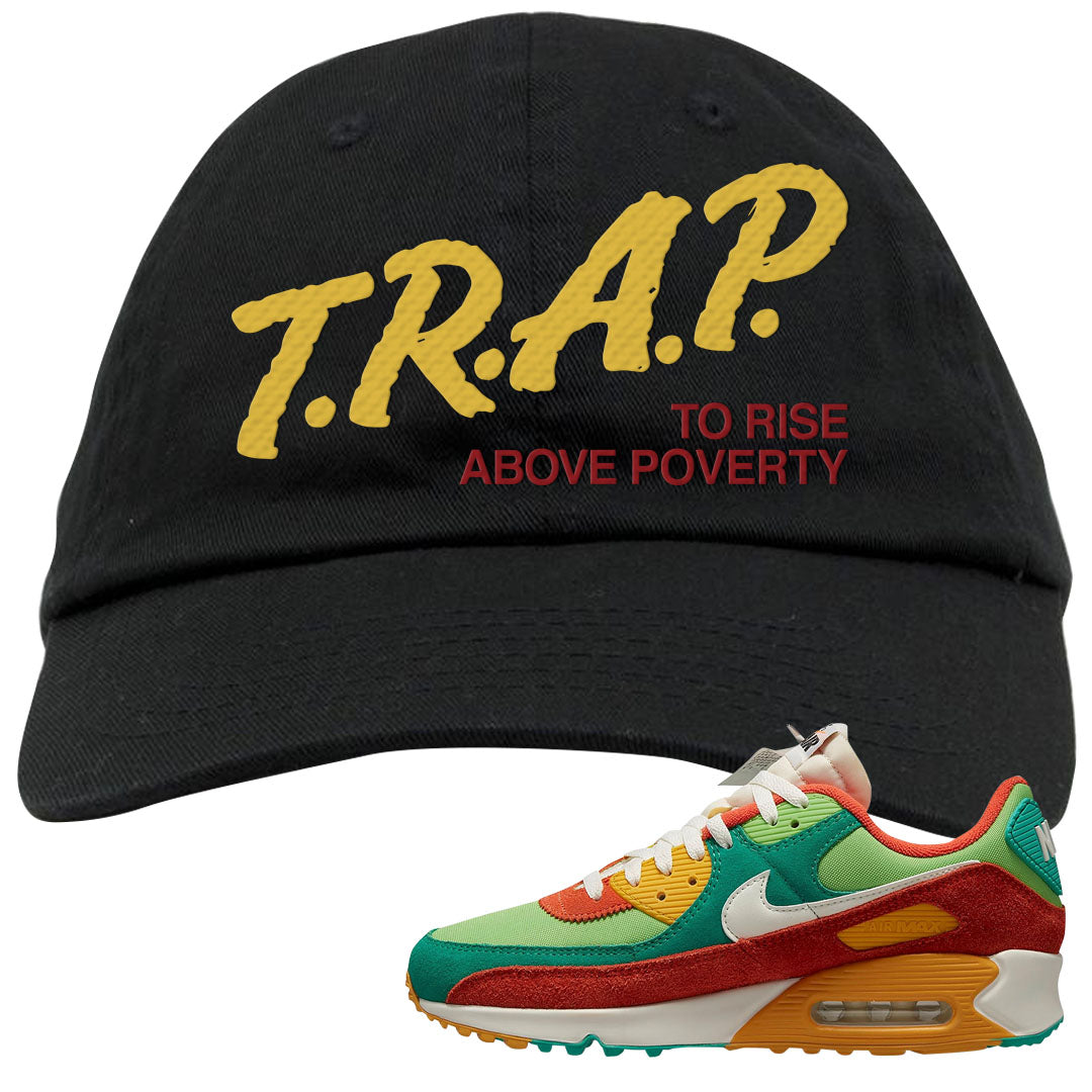 AMRC Green Orange SE 90s Dad Hat | Trap To Rise Above Poverty, Black