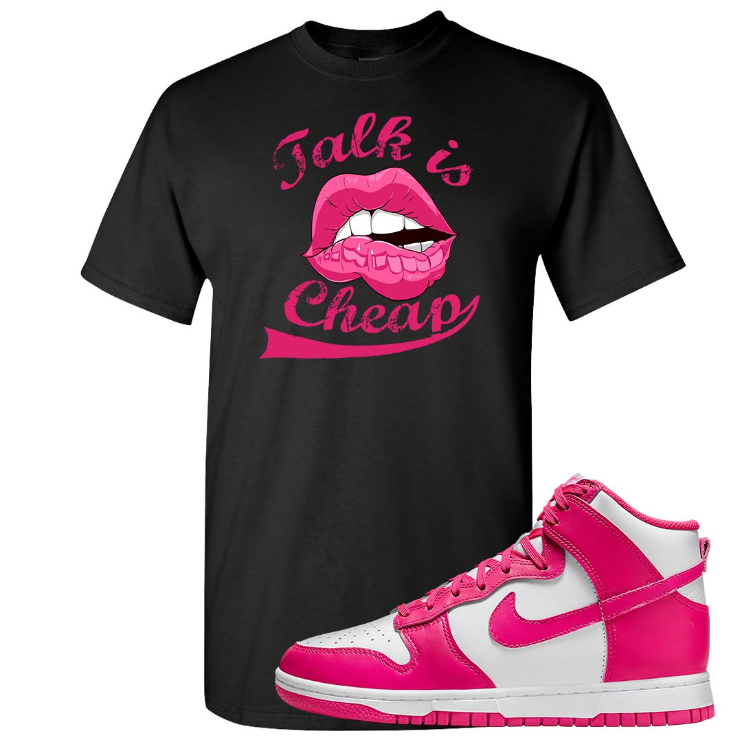 Pink Prime High Dunks T Shirt | Talk Lips, Black