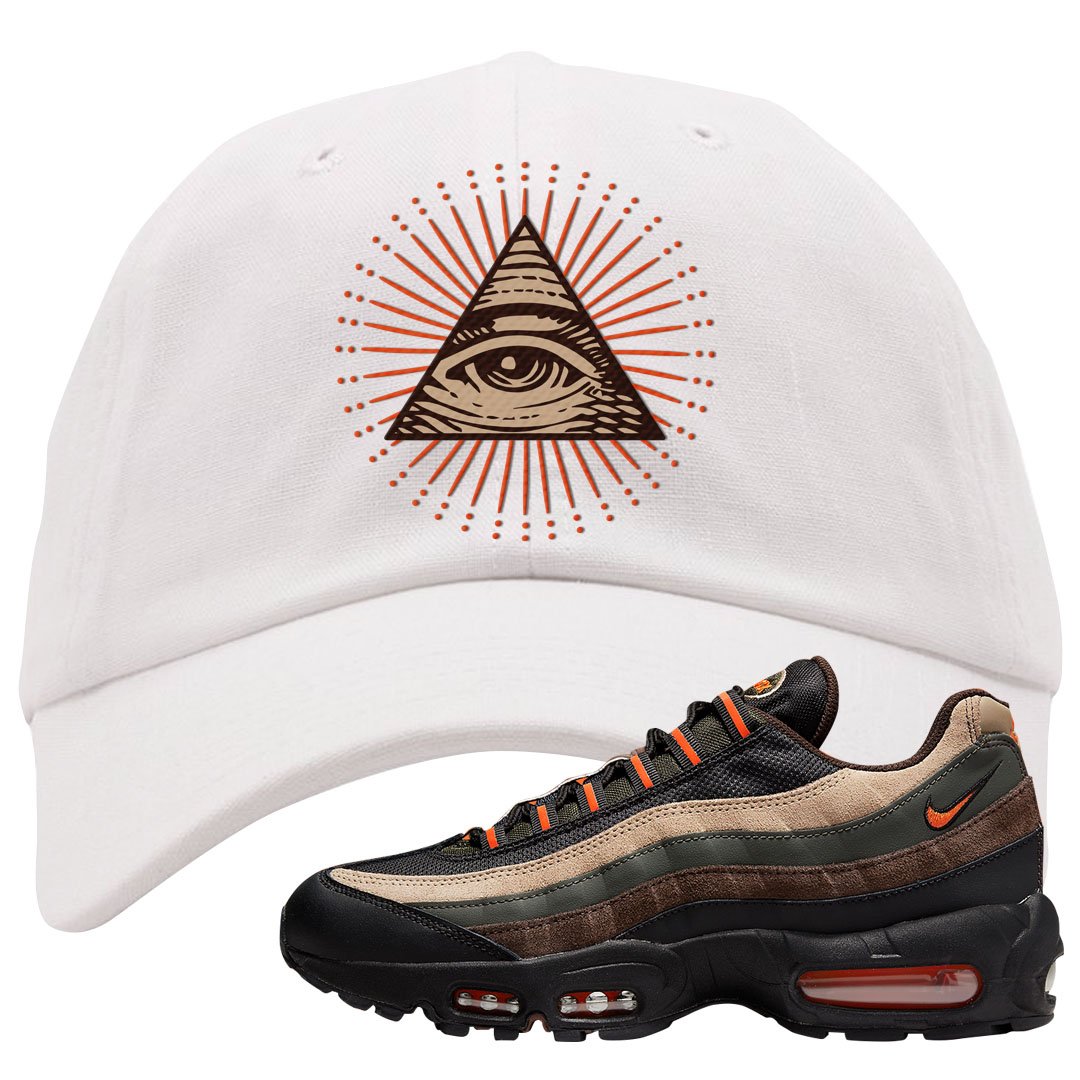 Dark Army Orange Blaze 95s Dad Hat | All Seeing Eye, White