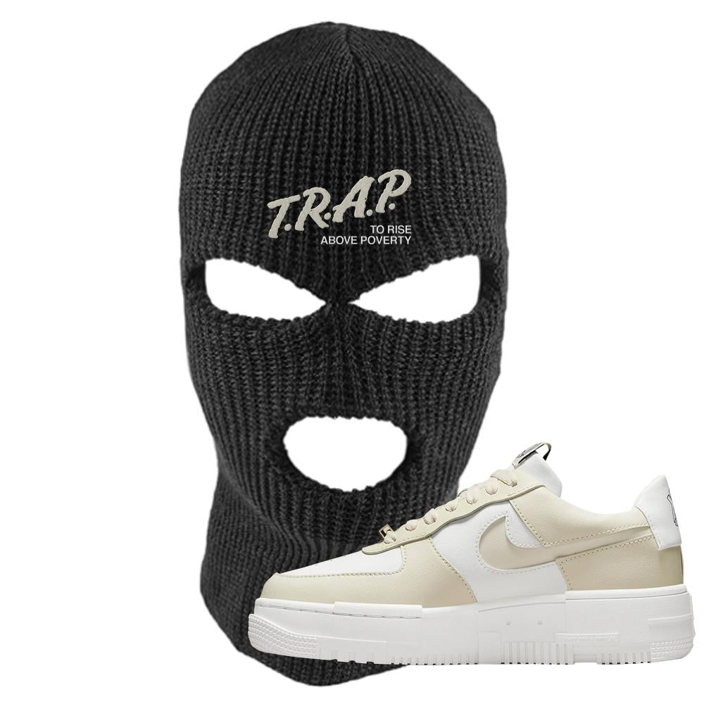 Pixel Cream White Force 1s Ski Mask | Trap To Rise Above Poverty, Black