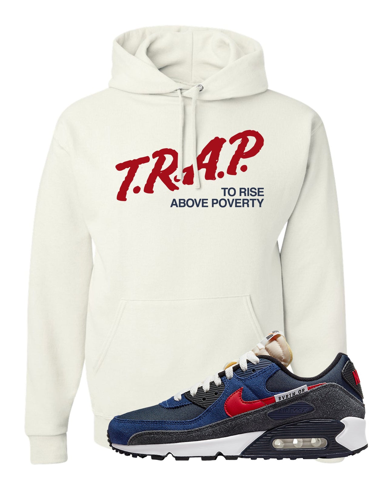 AMRC 90s Hoodie | Trap To Rise Above Poverty, White