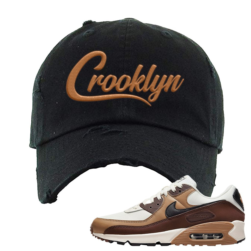 Air Max 90 Dark Driftwood Distressed Dad Hat | Crooklyn, Black