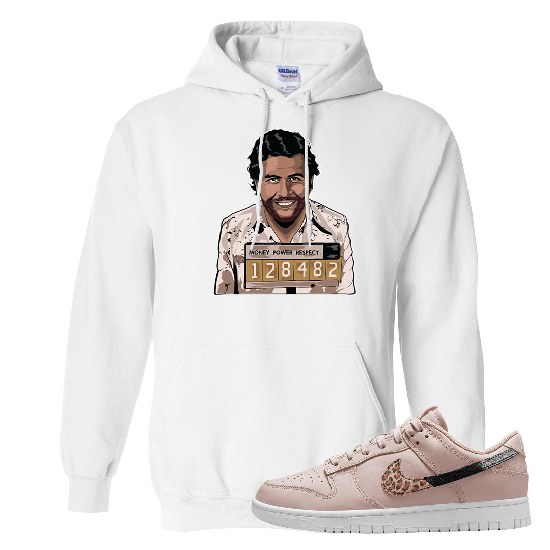 Primal Dusty Pink Leopard Low Dunks Hoodie | Escobar Illustration, White