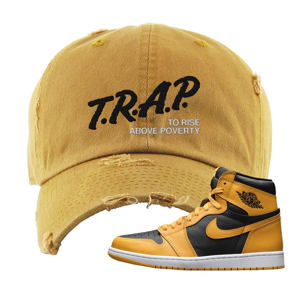 Pollen 1s Distressed Dad Hat | Trap To Rise Above Poverty, Wheat