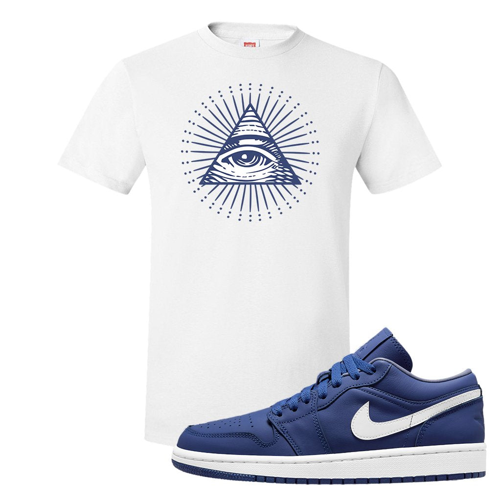 WMNS Dusty Blue Low 1s T Shirt | All Seeing Eye, White