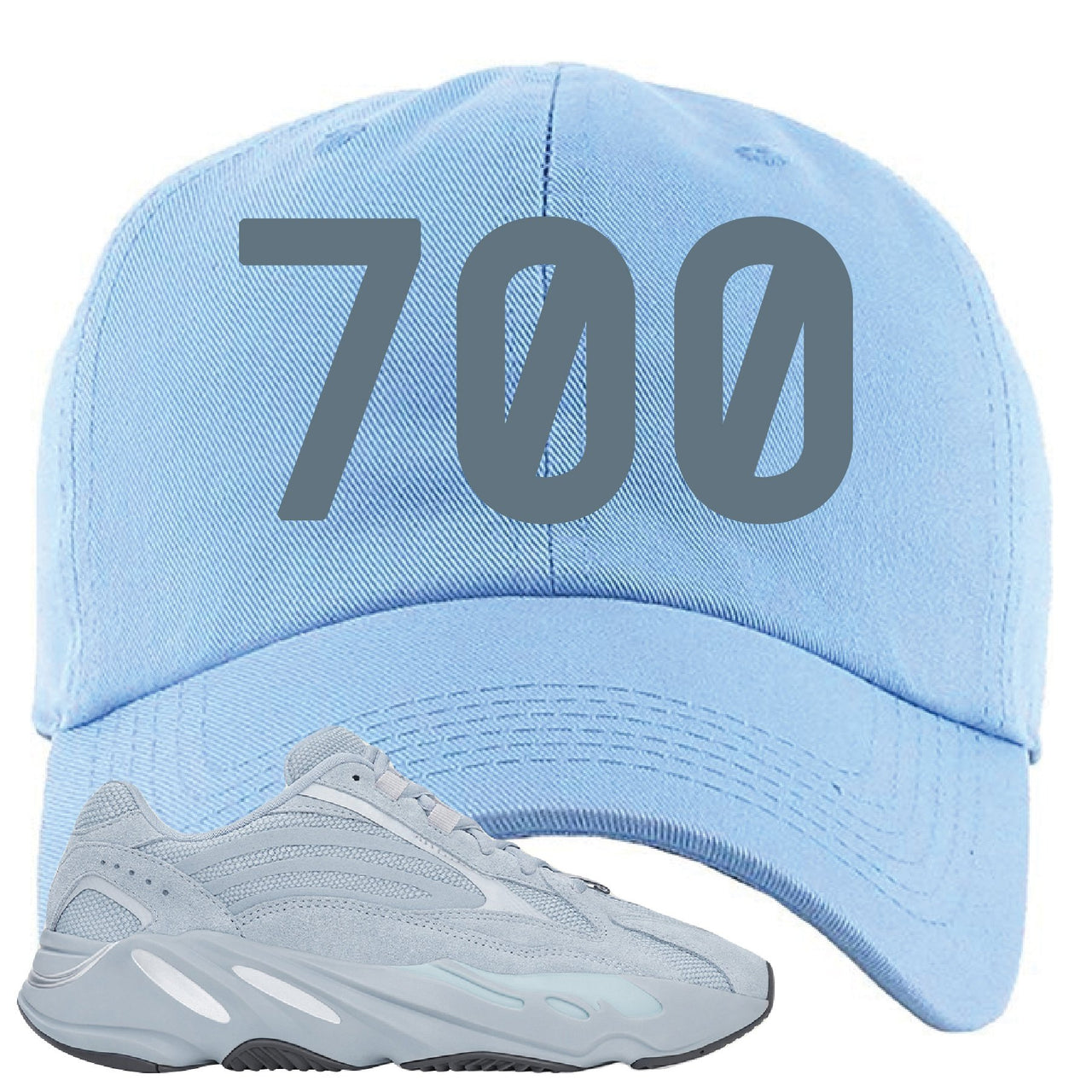 Yeezy Boost 700 V2 Hospital Blue 700 Sneaker Matching Sky Blue Dad Hat