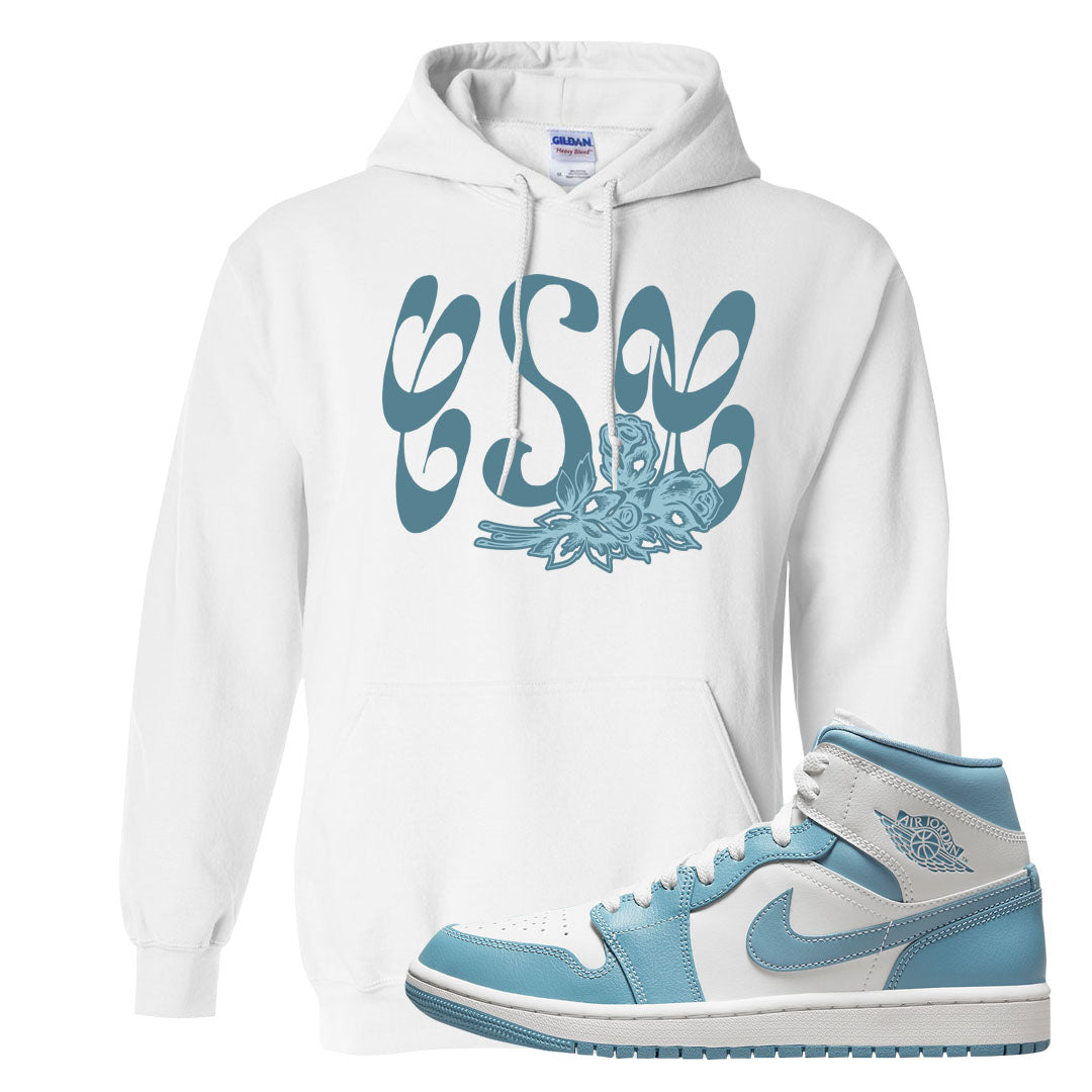 University Blue Mid 1s Hoodie | Certified Sneakerhead, White