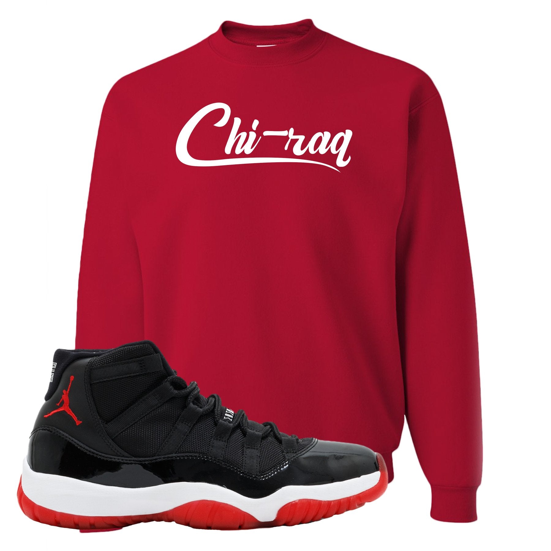 Jordan 11 Bred Chi-raq Red Sneaker Hook Up Crewneck Sweatshirt