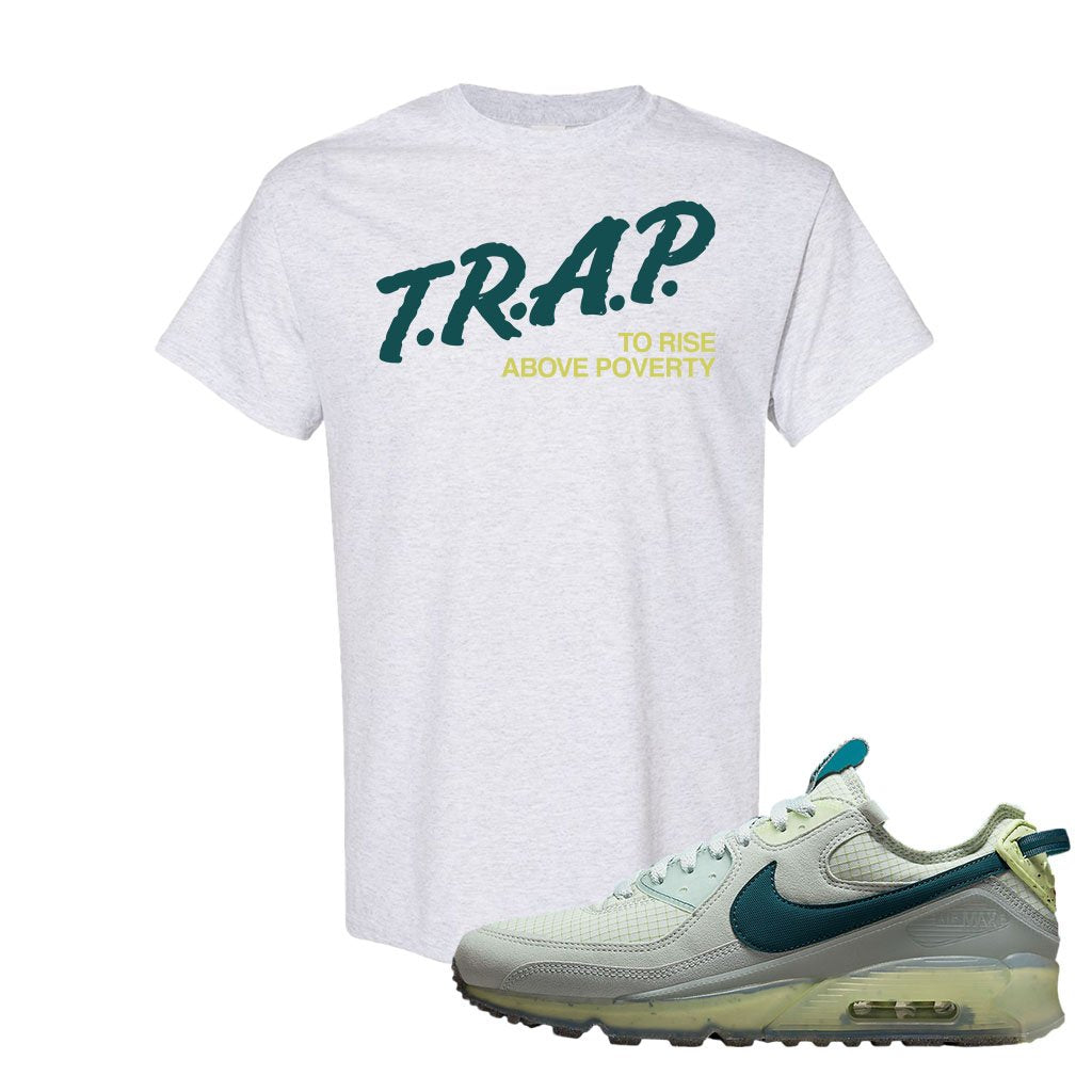 Seafoam Dark Teal Green 90s T Shirt | Trap To Rise Above Poverty, Ash