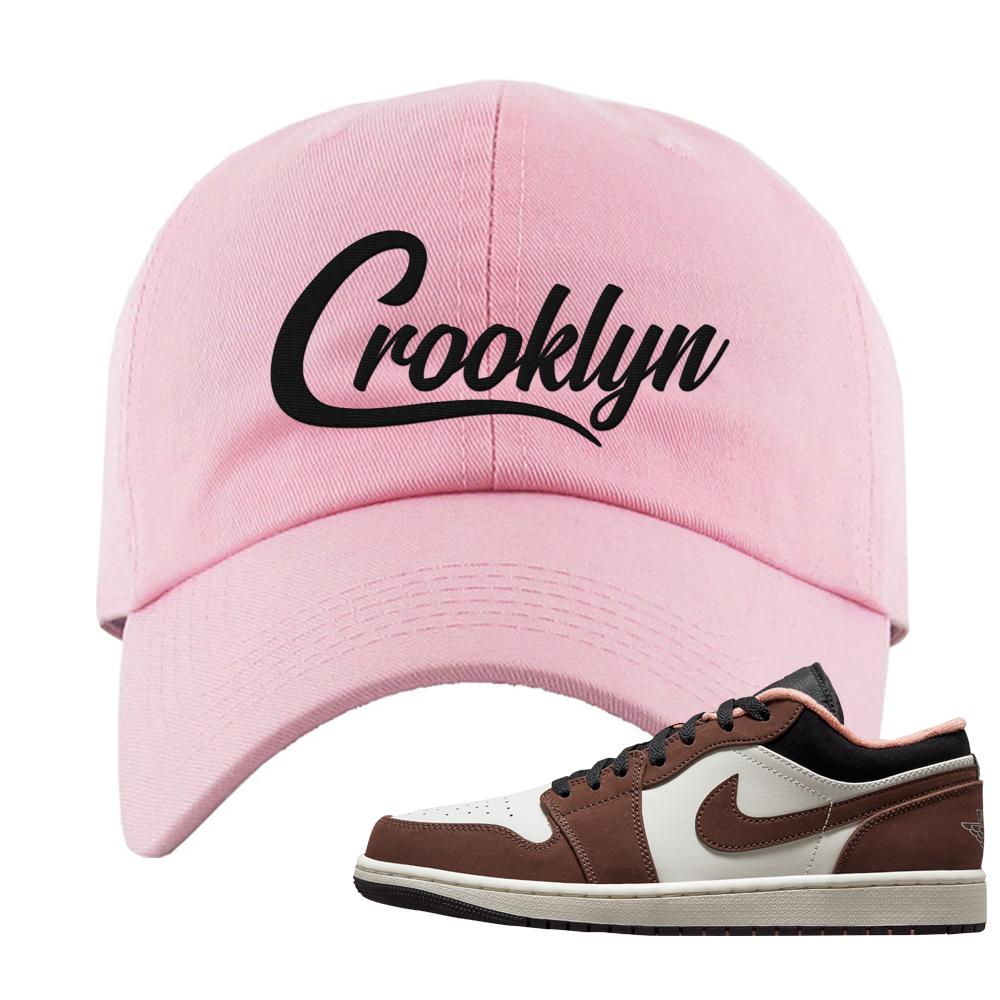 Mocha Low 1s Dad Hat | Crooklyn, Light Pink