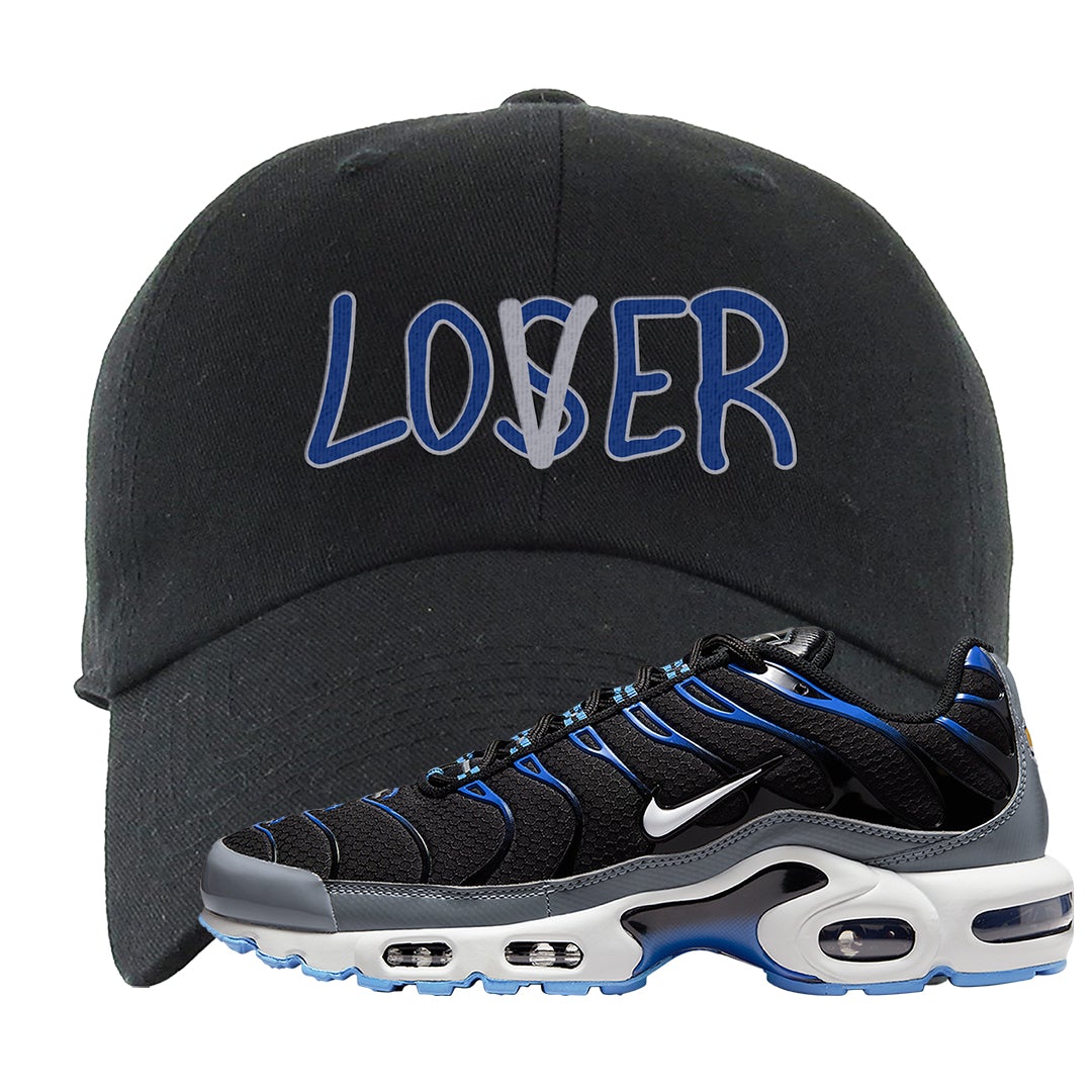 University Blue Black Pluses Dad Hat | Lover, Black