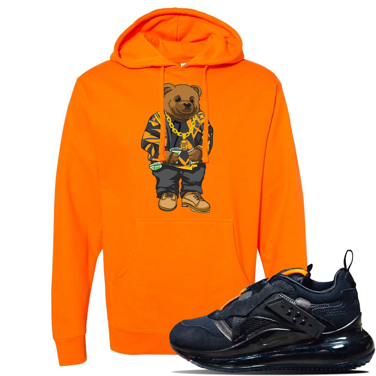 Air Max 720 OBJ Slip Sneaker Safety Orange Pullover Hoodie | Hoodie to match Nike Air Max 720 OBJ Slip Shoes | Sweater Bear