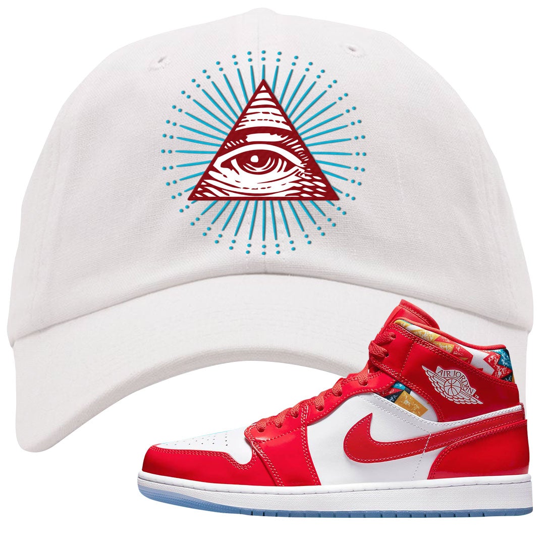 Barcelona Sweater Mid 1s Dad Hat | All Seeing Eye, White