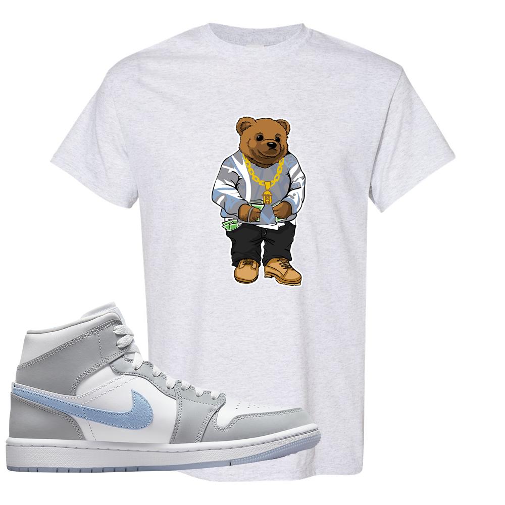 Air Jordan 1 Mid Grey Ice Blue T Shirt | Sweater Bear, Ash