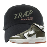 Cargo Khaki Rebel High Dunks Dad Hat | Trap To Rise Above Poverty, Black