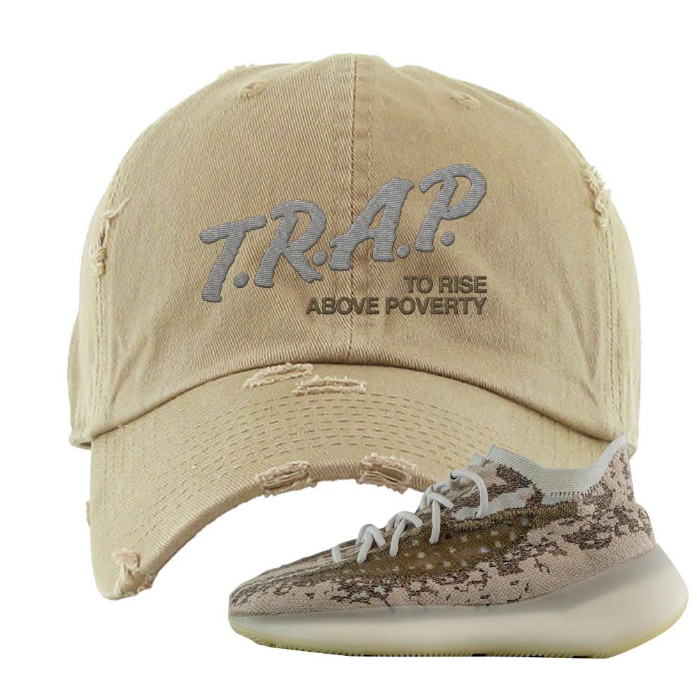 Stone Salt 380s Distressed Dad Hat | Trap To Rise Above Poverty, Khaki