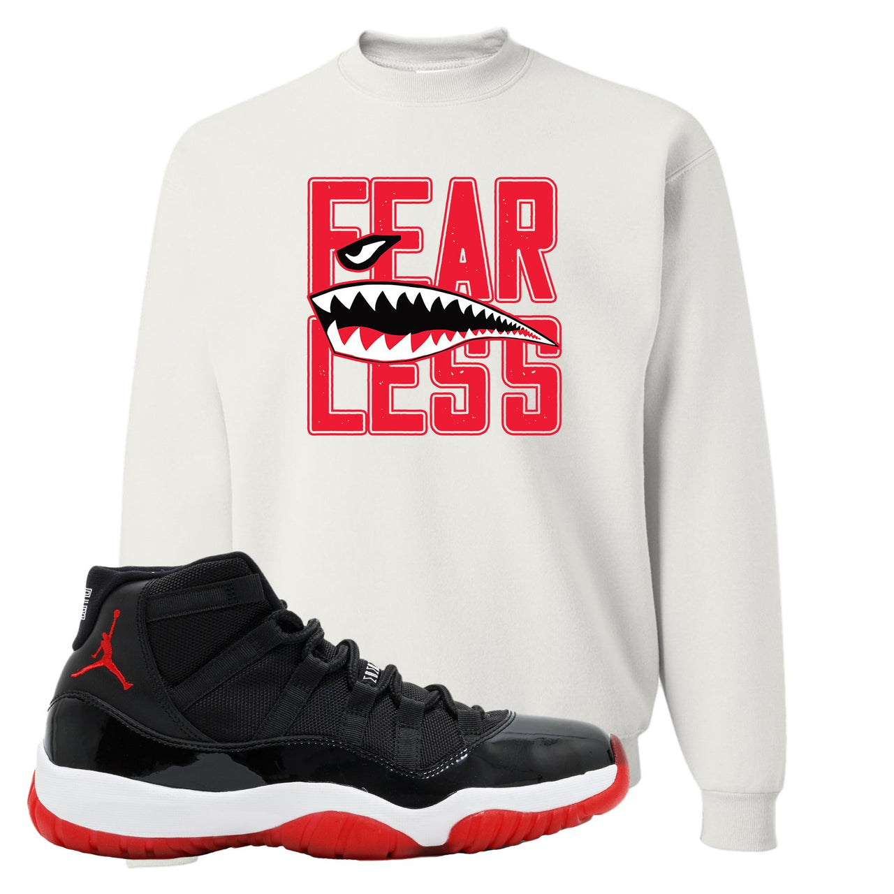 Jordan 11 Bred Fearless White Sneaker Hook Up Crewneck Sweatshirt