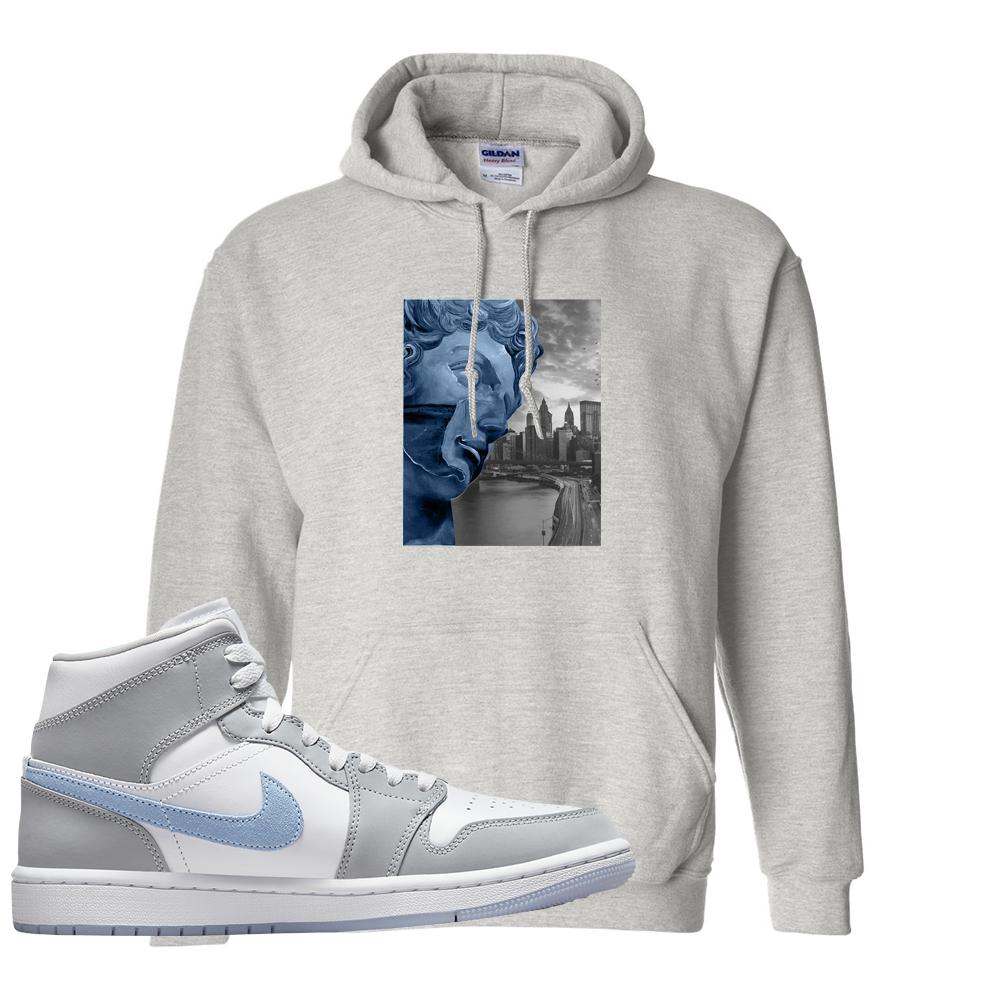 Air Jordan 1 Mid Grey Ice Blue Hoodie | Miguel, Ash