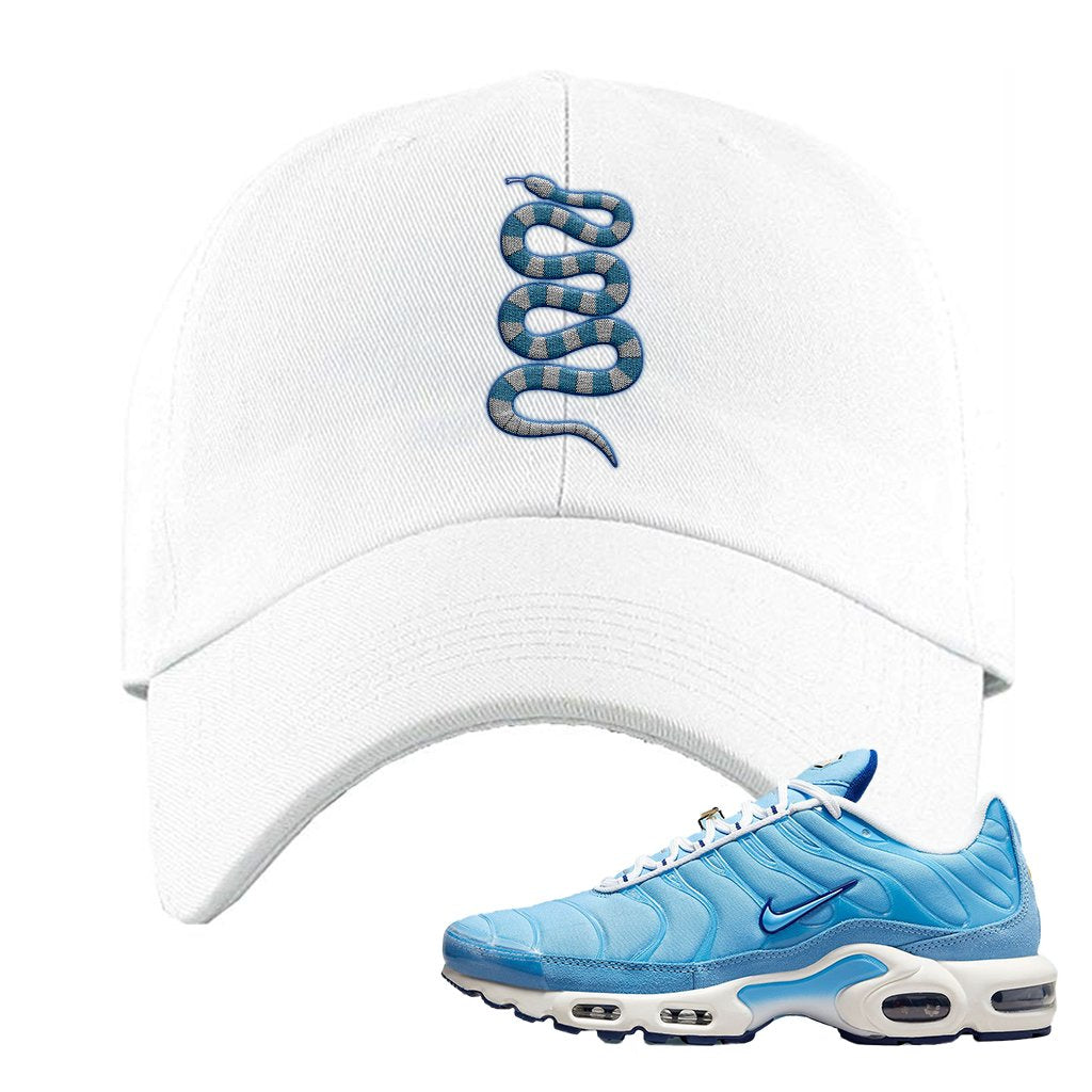 Air Max 1 First Use University Blue Dad Hat | Coiled Snake, White