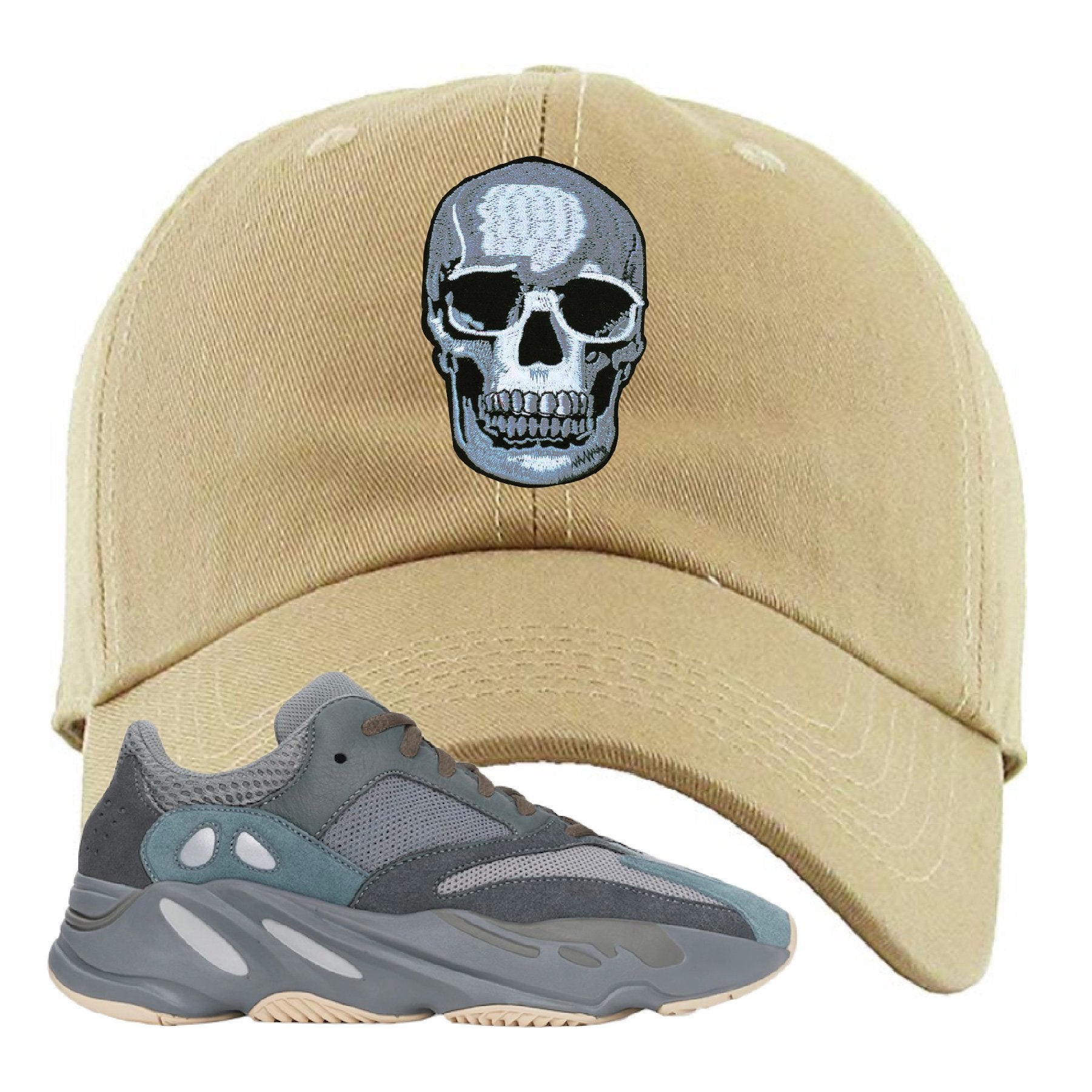 Yeezy Boost 700 Teal Blue Skull Khaki Sneaker Hook Up Dad Hat