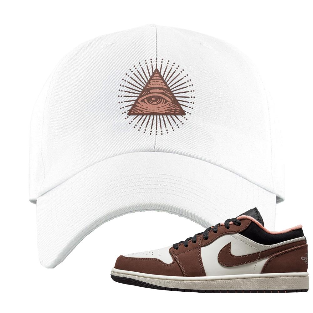 Mocha Low 1s Dad Hat | All Seeing Eye, White