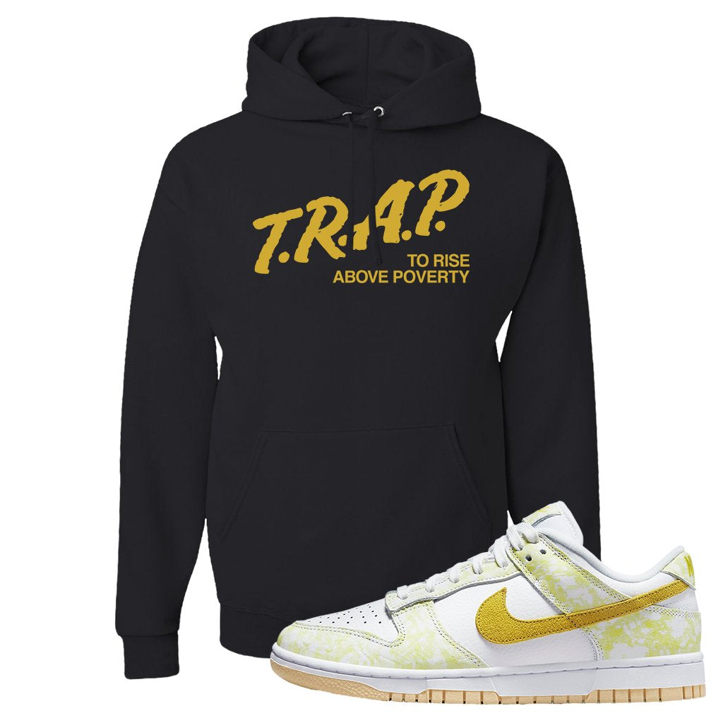 Yellow Strike Low Dunks Hoodie | Trap To Rise Above Poverty, Black