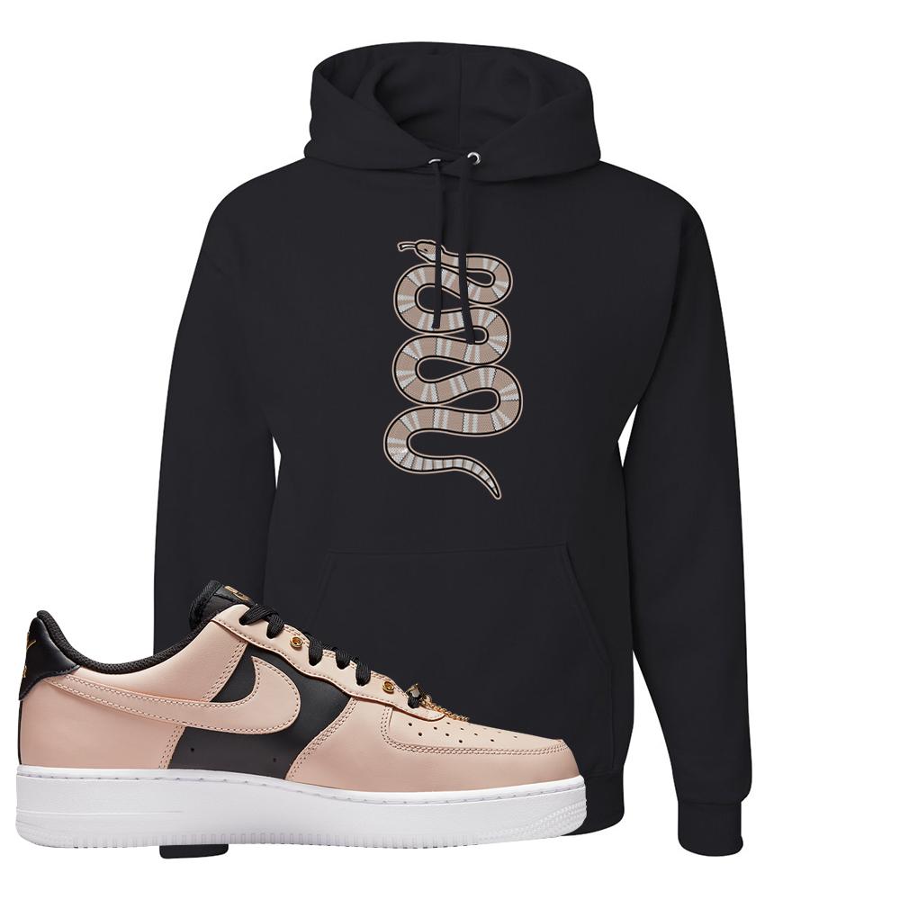 Air Force 1 Low Bling Tan Leather Hoodie | Coiled Snake, Black