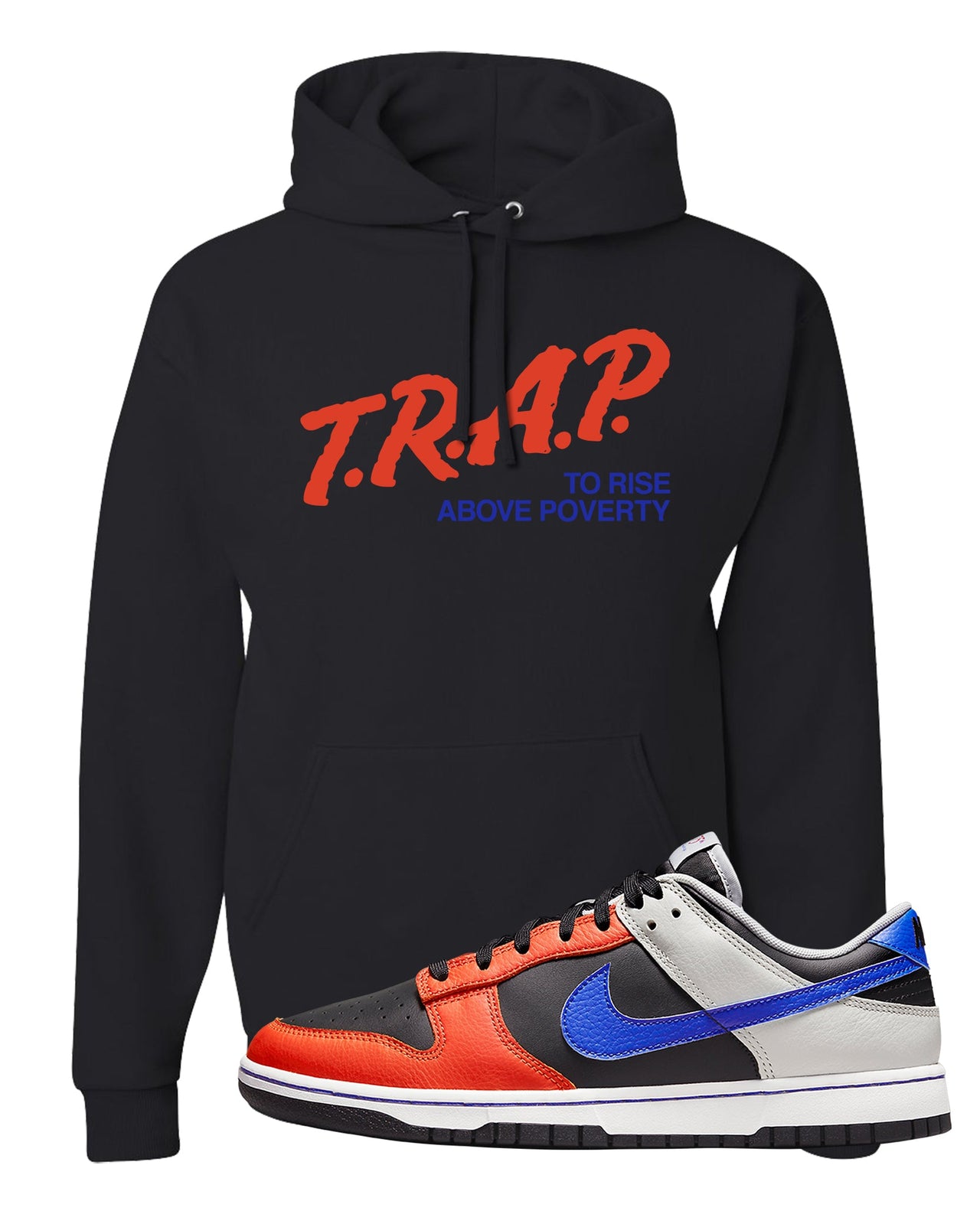 75th Anniversary Low Dunks Hoodie | Trap To Rise Above Poverty, Black